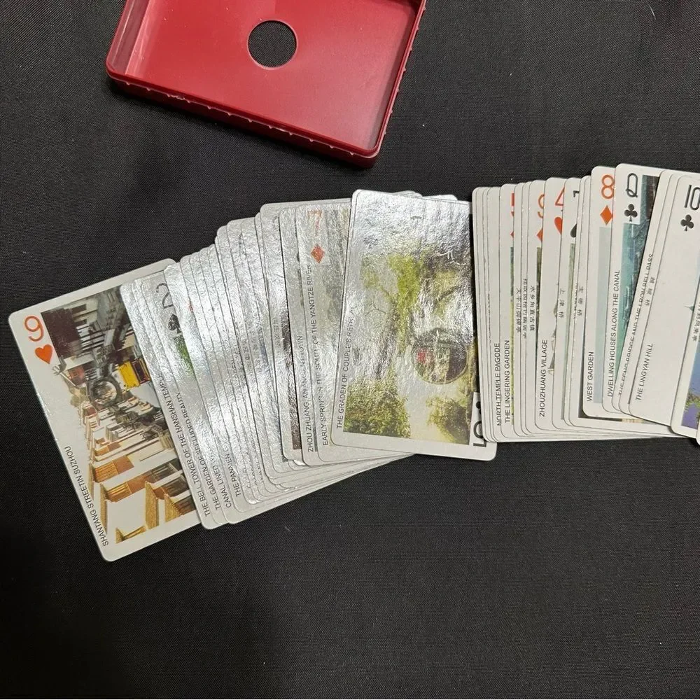 Vintage China Souvenir Classic Playing Cards Set with Red Case unused . - Picture 5 of 12